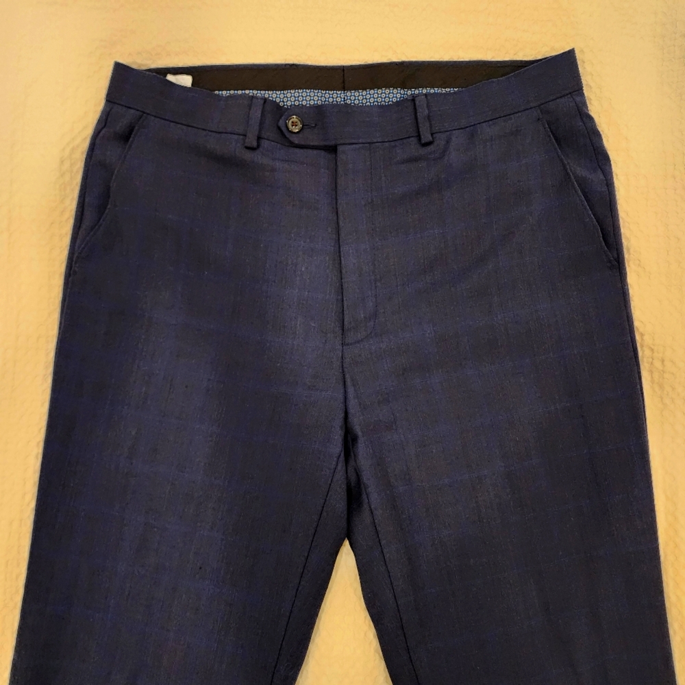 Lauren - Ralph Lauren Mens Dress Pants/Slacks Blue Plaid 34W×32L